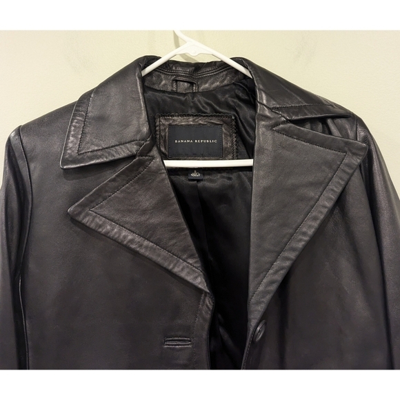 Banana Republic Vintage Black 100% Leather Jacket Size Small - Picture 3 of 9